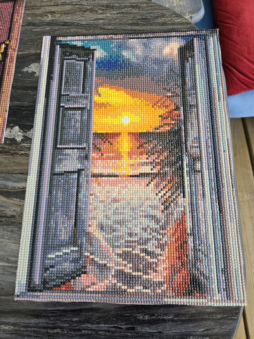 Diamond Painting Sunset Window Mosaic Wall Art - Multicolor 9.5" x 13.5"